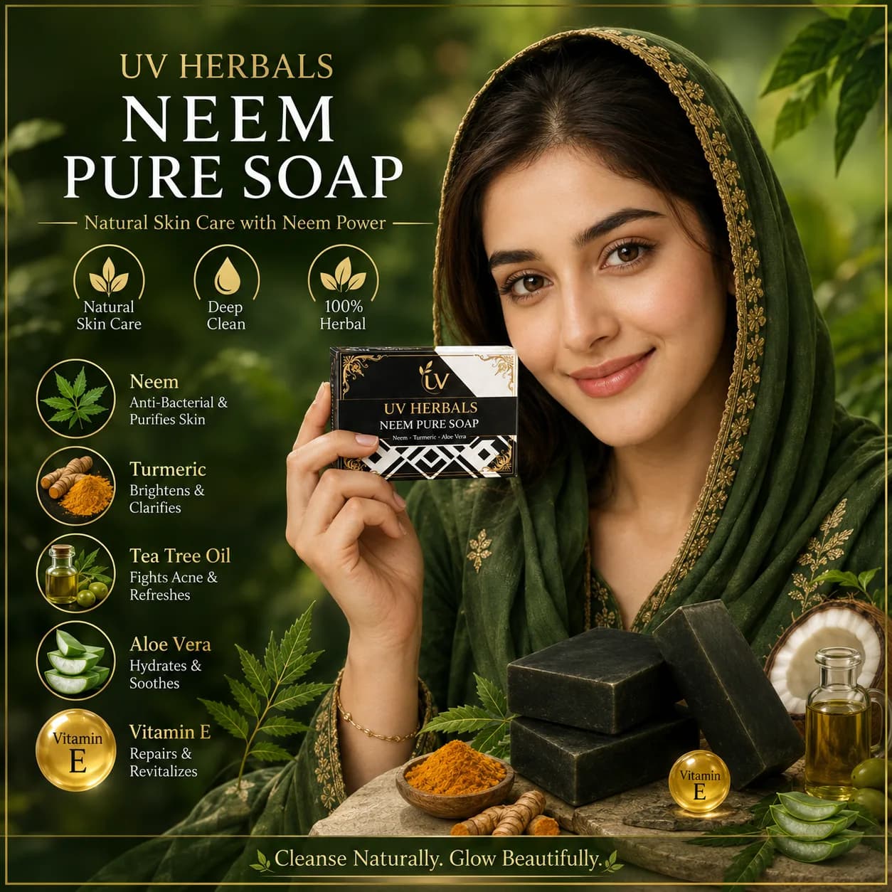 UV Herbals Neem, Turmeric & Tea Tree Herbal Soap
